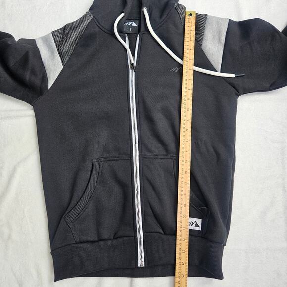 Mens Fleece Lined Black Jacket Size Small Zip Up Drawstring Hood Great Condition - Picture 9 of 10